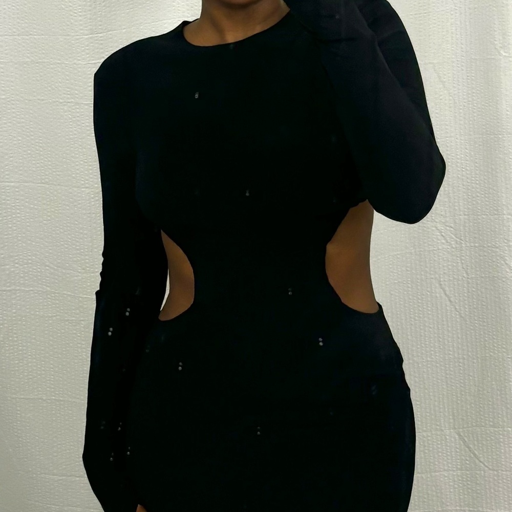 Long sleeve mini cut out dress